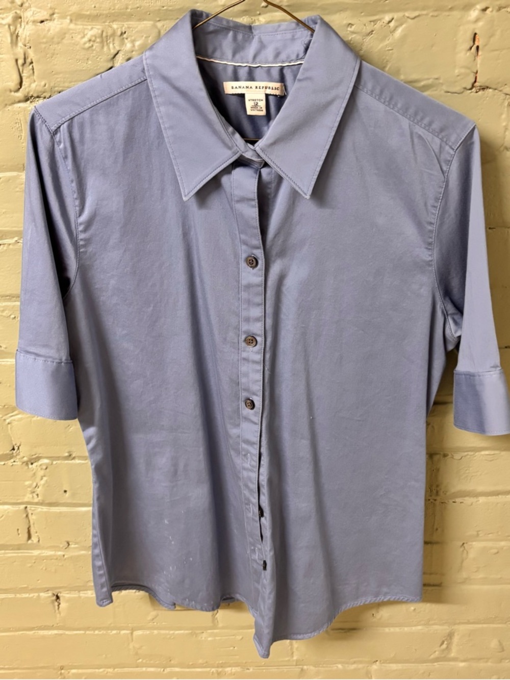 Banana Republic woman’s Cadet Blue Short-Sleeve stretch fit blouse